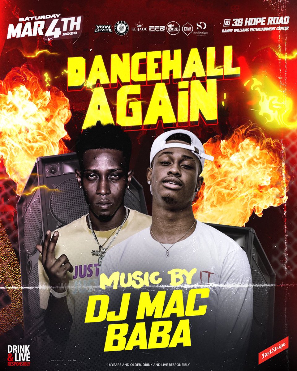 DancehallAgain0's tweet photo. @DJMac__ &amp; @Worlbaba876 Ready fi shell the place this Satday‼️

Dancehall Again 🔥🔥

🗓️ Saturday March 4, 2023

📍Ranny Williams Entertainment Center

Get your tickets now‼️

#DancehallAgain #March4 https://t.co/FhIwNYHhQ9