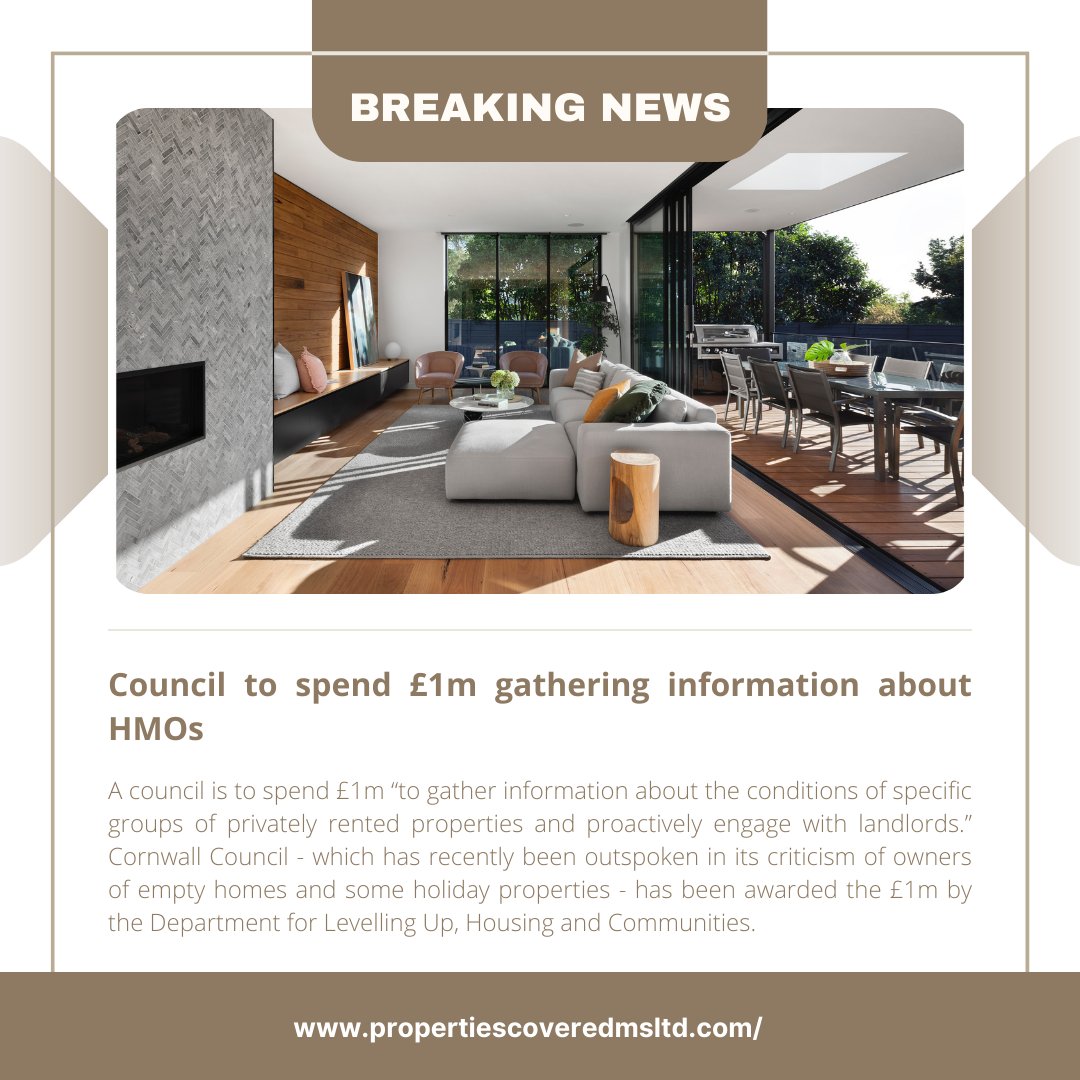 A council is to spend £1m “to gather information about the conditions of specific groups of privately rented properties and proactively engage with landlords.”

#propertynews #property #realestate #propertyinvestment #propertymanagement
