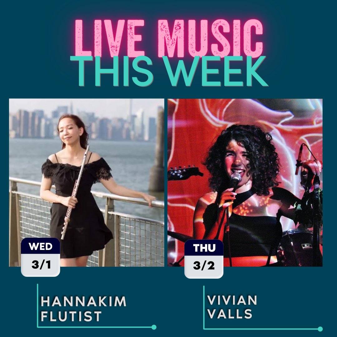 sumiaohunan's tweet photo. Check out this week's live music lineup! Join us from 6-9 every Wednesday and Thursday for good eats and good tunes. 🎶 https://t.co/LsgPx6IFEI