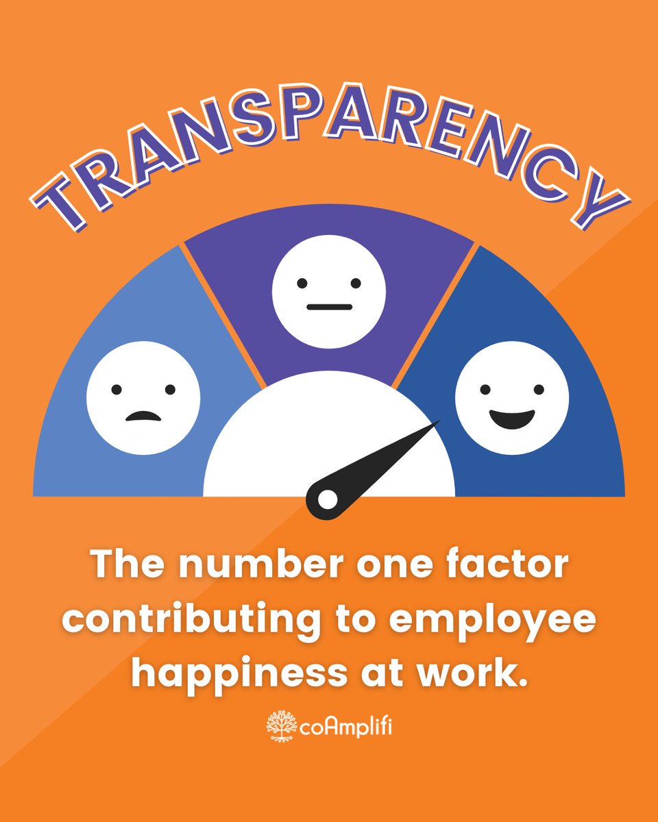 According to a recent survey by TINYpulse, #transparency is the number one factor contributing to #employeehappiness at work. It's in a company's best interest to build a culture of #trust!

coamplifi.com/can-transparen…

#managementsoftware #workplace #projectmanagement #coamplifi
