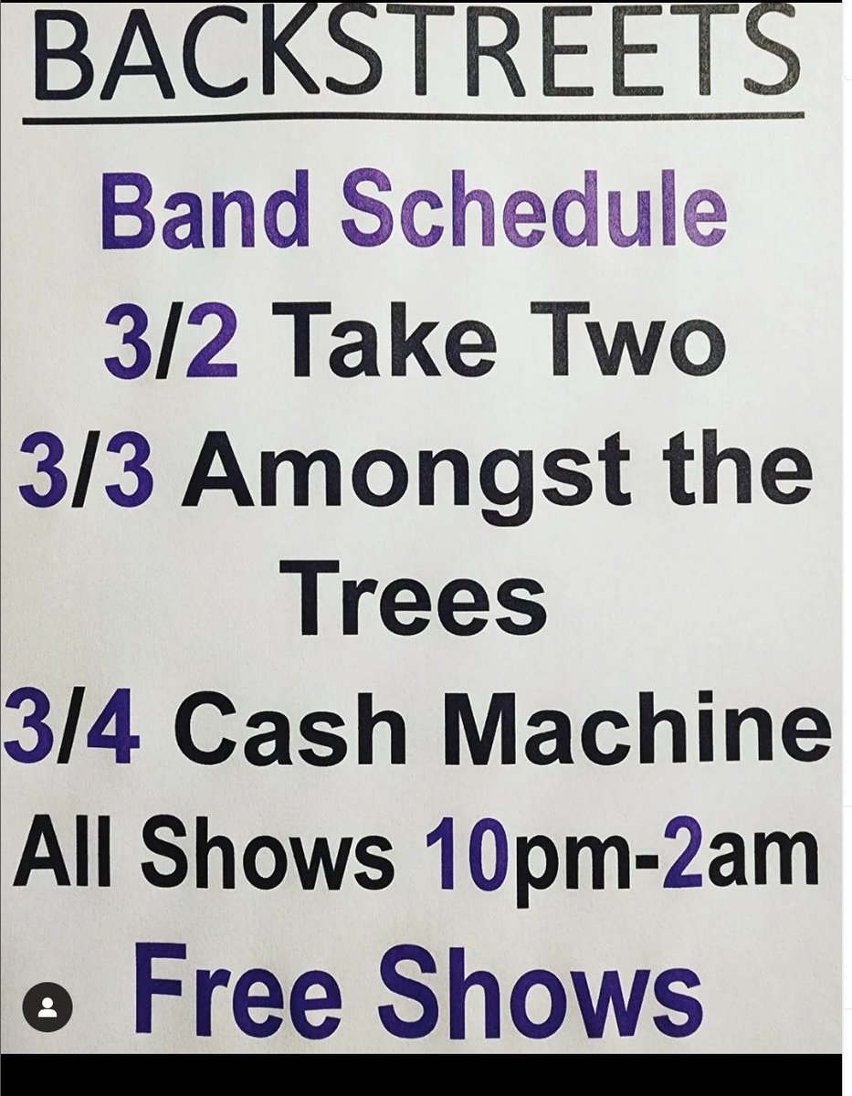 The good folks at <a href="/BackstreetsPub/">Backstreets Pub</a> in #Clemson have arranged for quite a lot of post-baseball and basketball music fun this weekend. 🤟🤟