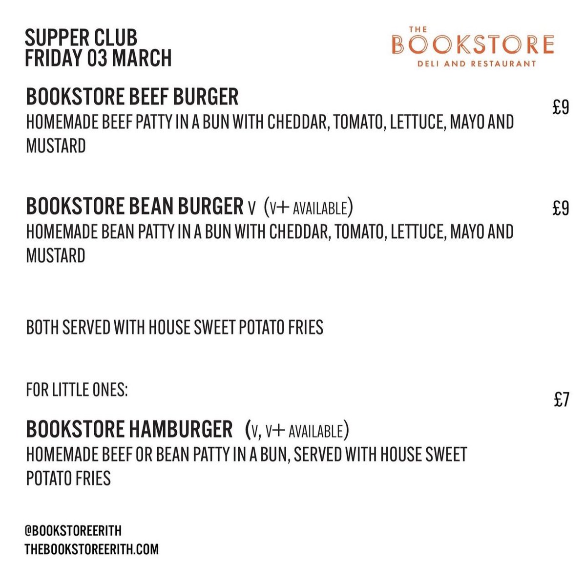 Whitney_Iles's tweet photo. Been off twitter for a little while, no real reason just out in the real world enjoying life. I’ve recently been appointed Vice Chair of @exchangeerith we have a awesome restaurant and deli called #TheBookstore and run a #SupperClub each Friday, here’s this weeks menu. https://t.co/HDZ2qjS5bN