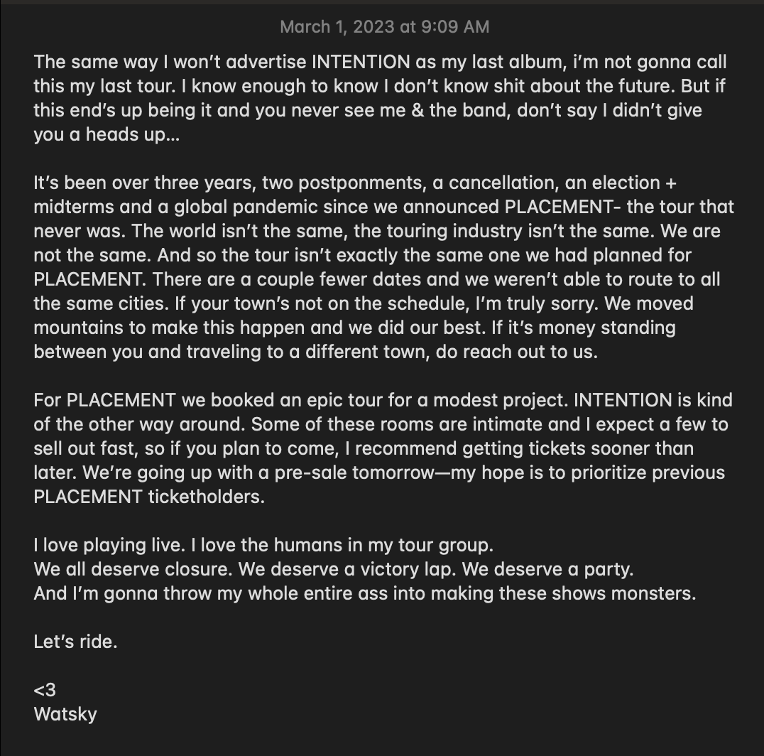 gwatsky's tweet photo. Don't call it a last tour. https://t.co/StxolYUA8t