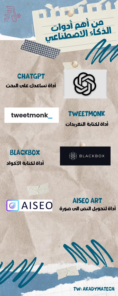 akadymatech's tweet photo. أهم أدوات #الذكاء_الاصطناعي https://t.co/hD3vMgfmA4