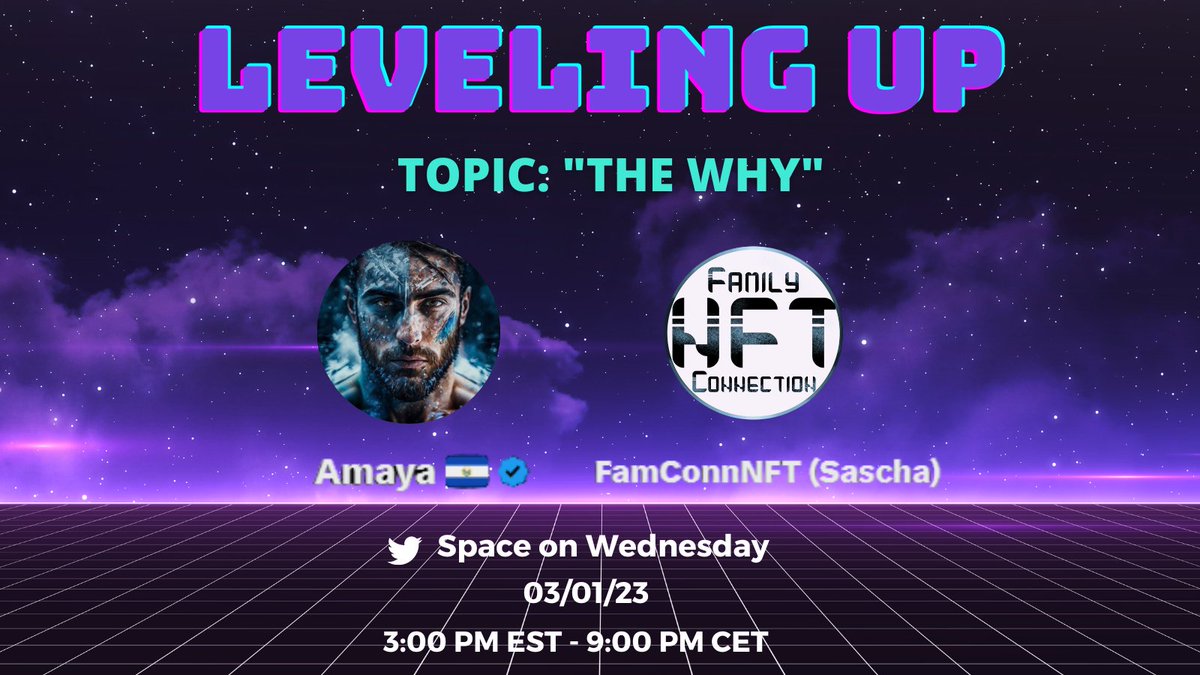 Come and join our today Twitter Space and speak about your "Why".

Hosts: @hamaya90 and me

⏰️ 03/01/23 - 3PM EST / 9PM CET
 x.com/i/spaces/1zqKV…