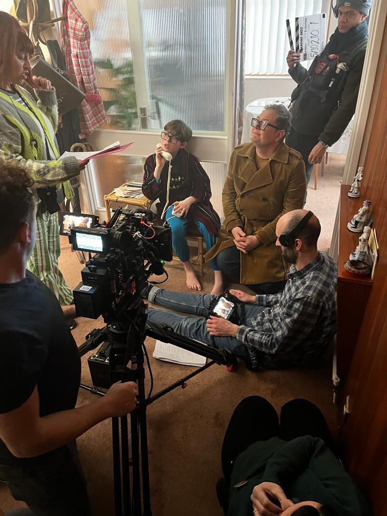 babycowLtd's tweet photo. Presenting Alan and Young Alan, behind the scenes of the Changing Ends set, coming to ITVX later this year. 

#ChangingEnds #ITVX #BTS https://t.co/RXLXNVbrie