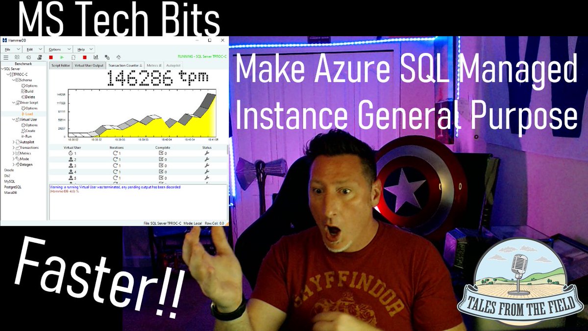 TalesftField's tweet image. Our #MSTechBit is Live!  Join @SQLBalls as he walks you through how to speed up your @AzureSQL #ManagedInstance General Purpose with a few quick changes.

Link: youtu.be/O1Ux-vtq9nM

cc @JoshLuedeman @neeraj_jhaveri @nodestreamio @DBABullDog