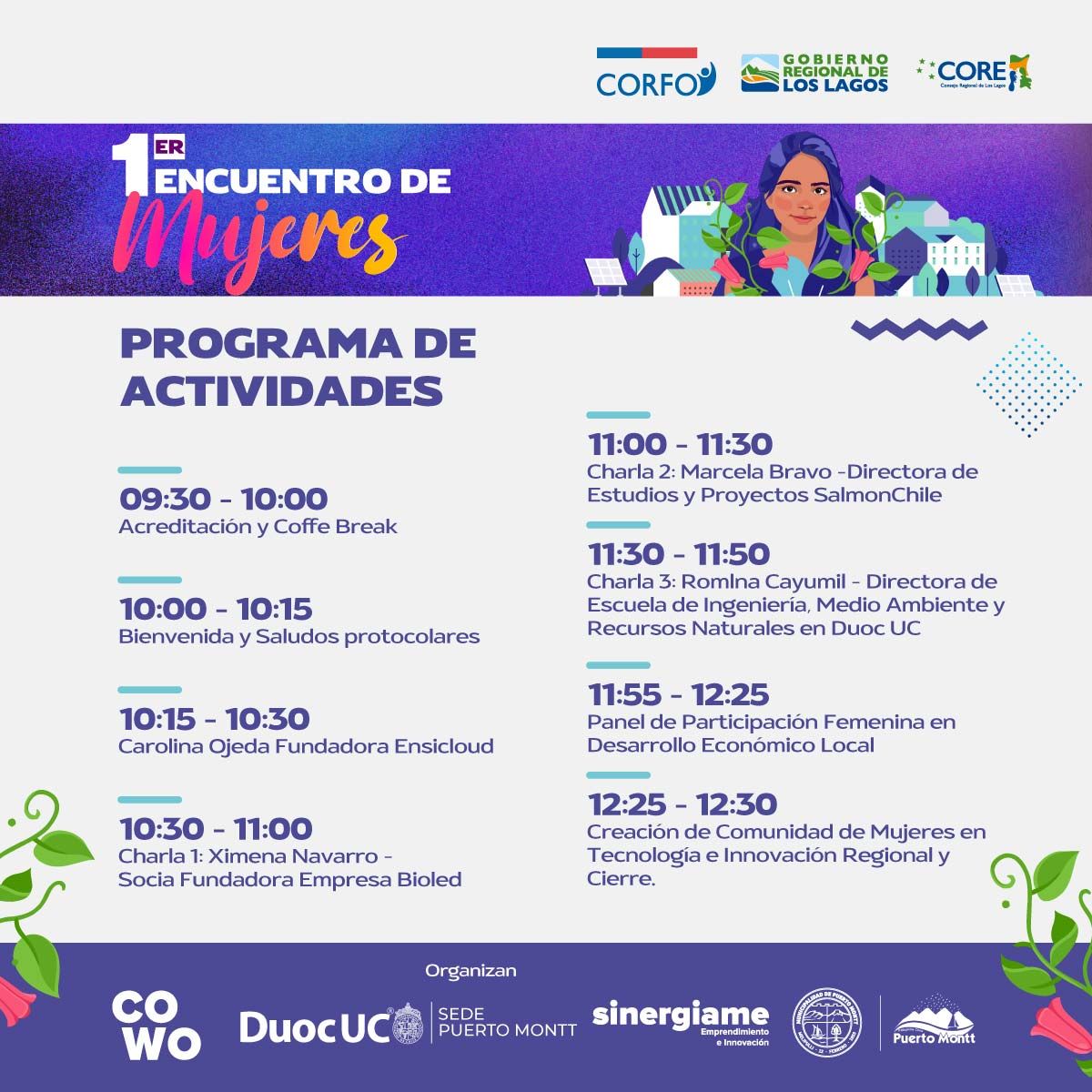 CorfoLosLagos's tweet image. Ojo! Primer “Encuentro de Mujeres en Tecnología e Innovación en el territorio” ven este miércoles 8 de marzo a las 9.30 hrs. en el auditorio del DuocUC #puertomontt  Egaña #651, solo inscritas reserva tu cupo cowo.cl/cartelera  @corfoloslagos @gorelolagos @corfo @Cowo_pm