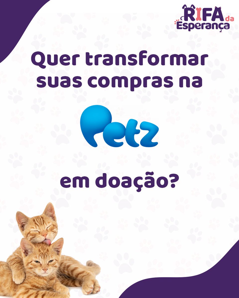 Sabia que temos uma lojinha na Petz?

📌Acesse rifadaesperanca.parceiropetz.com.br

📌 Faça a compra e pronto! Recebemos uma porcentagem!

📌 E você ainda recebe um desconto usando o cupom: 10PARCEIROPETZ!

#rifadaesperança #rifa #rifasolidaria #solidariedade #cachorro #gato #pet #animais