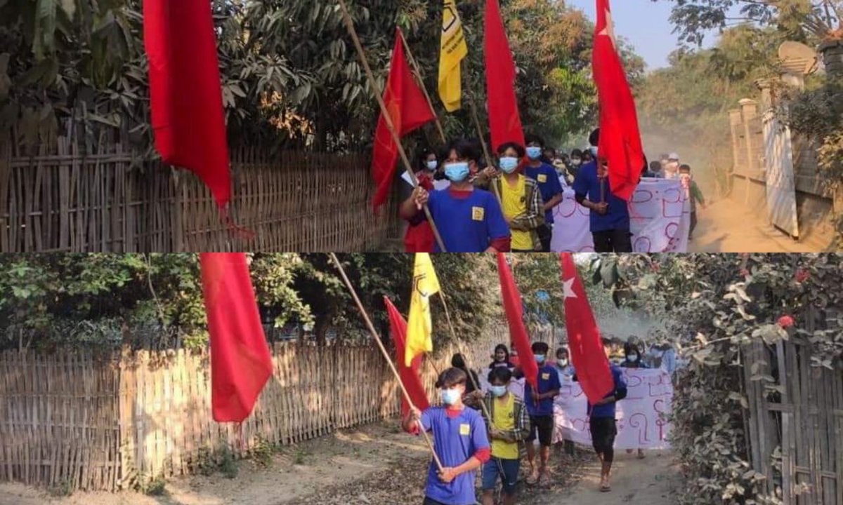An anti-coup revolutionary strike in a village from Sagaing region.  #2023Mar1Coup #WhatsHappeningInMyanmar
