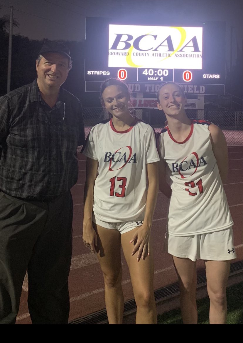 Halli and Sarah with Coach Wilde from the BCAA All Star Soccer game. Congratulations Bobcats. Great leadership Coach Wilde!! @BCAA_Sports