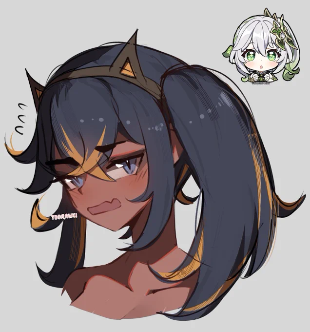 dehya sketches - diff hairstyles 