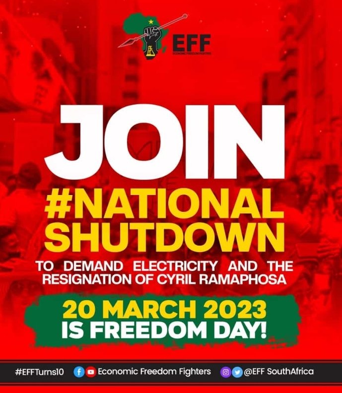 Mara_Mbokodi's tweet photo. We are left with 19 days! No one can stop us..... We'll fight for this country 🇿🇦
#BringBackOurLights
#NationalShutdown
#EFFTurns10
#RevolutionNow https://t.co/TQfvfthBqR