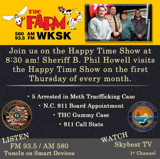 SheriffAshe's tweet photo. Tune in tomorrow Thursday, March 2nd at 8:30am with 580 WKSK to hear Sheriff Howell speak about the topics below. https://t.co/cQXnUSi24g