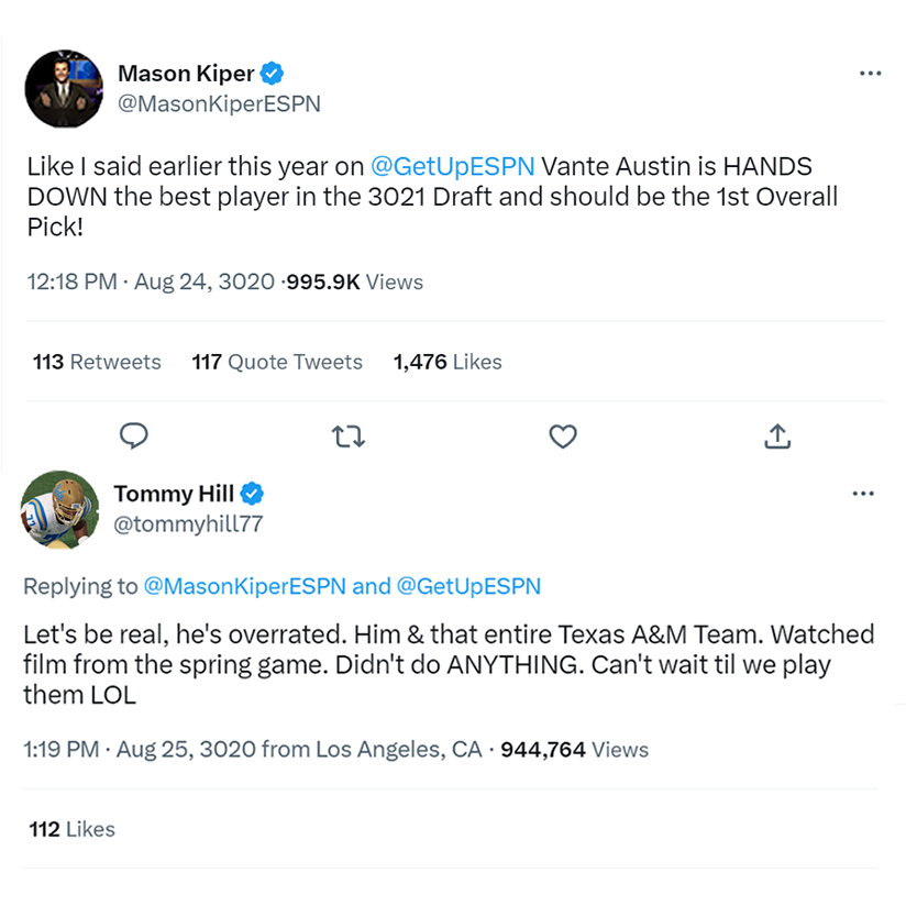 ReezonnSports's tweet photo. Vante Austin gets disrespected by UCLA Guard Tommy Hill Before their Week 1 Matchup 👀 https://t.co/0Nu36gcBL8