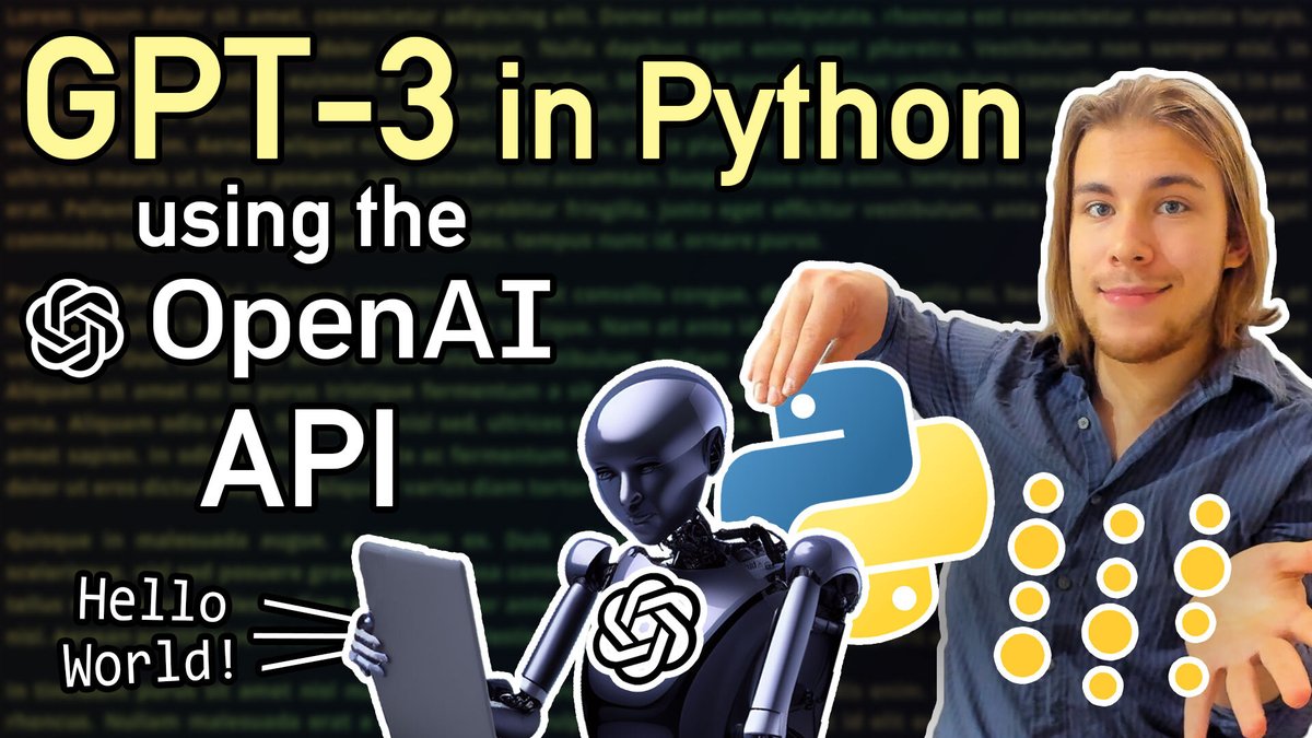 Really excited to share a new video I created about using GPT-3 in Python with the OpenAI API and <a href="/weights_biases/">wan deeee bee</a>! 🔥🤠

If you ever wanted to build an app using GPT-3, this video is for you! 🚀

🎥Watch it here: youtu.be/Ioz3h8L4yVo

#GPT3 #ChatGPT #GPTwitter #Python #OpenAI