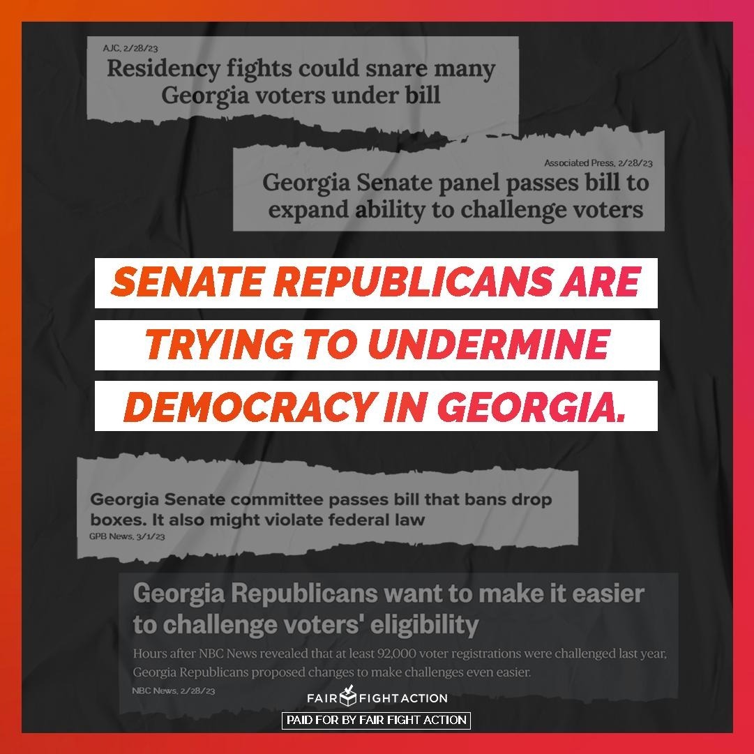 fairfightaction's tweet image. Georgia—last night, Senate Republicans passed #SB221 out of committee, sending this anti-democracy, conspiracy-filled bill to the full Senate.

TAKE ACTION: Call + email your senator TODAY to demand they vote NO on SB 221. 

Find their contact info: legis.ga.gov/find-my-legisl… #gapol