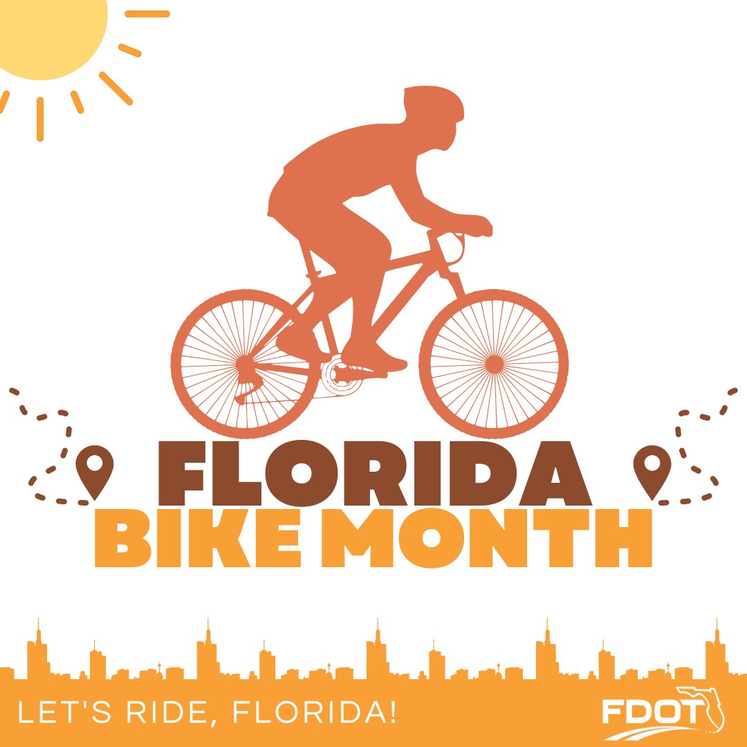 Did you know that March is #FloridaBicycleMonth? We're celebrating by sharing all things bike-related all month long! Let's ride, Florida!🚴
#FLBikeMonth  #SafeMobilityFL