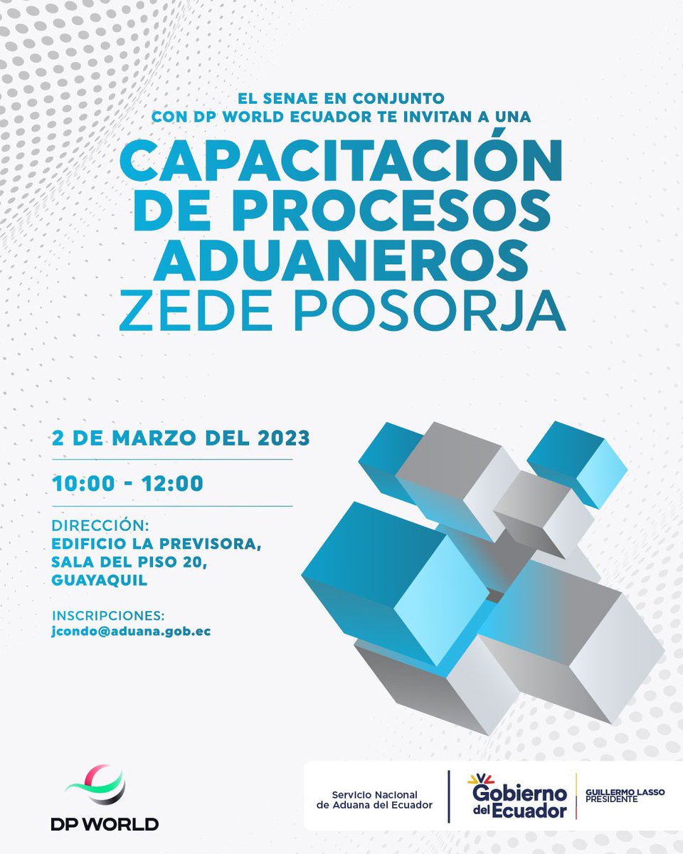 SENAE_Aduana's tweet photo. Forma parte de la capacitación en #ProcesosAduaneros-ZEDE #Posorja 

Abordaremos:
✅Traslados de mercancías
✅Ingresos y salidas de ZEDES.

🌐➡️https://t.co/nwZIEpsHFo

Taller realizado por #AduanaEc junto a @dpworldecuador 🤝🇪🇨 https://t.co/K4nf3AJkRE