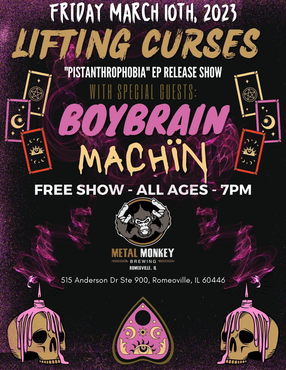 liftingcurses's tweet photo. Friday 3/10 at Metal Monkey Brewing in Romeoville. Free Show!!! https://t.co/Wti33v05Mu