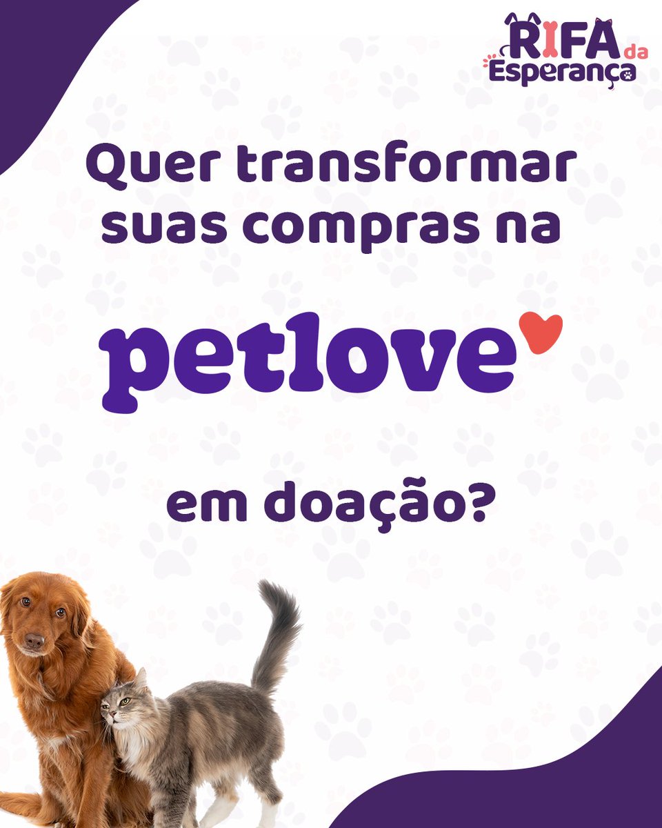 Sabia que pode ganhar desconto na petlove?

📌 Escolha os produtos para o seu pet!

📌 Coloque no carrinho. 

📌 Use nosso cupom <a href="/rifaesperanca/">Rifa da Esperança</a> e pronto! Recebemos uma porcentagem!

#rifadaesperança #solidariedade #cachorro #gato #pet #animais #doação #adocao #gratidao #petlove