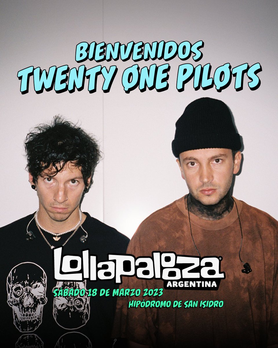 porquetendencia's tweet photo. "Twenty One Pilots":
Porque se confirmó su participación en el #LollaAR 2023 tras la cancelación de Blink-182 https://t.co/V8oxpoqDA2