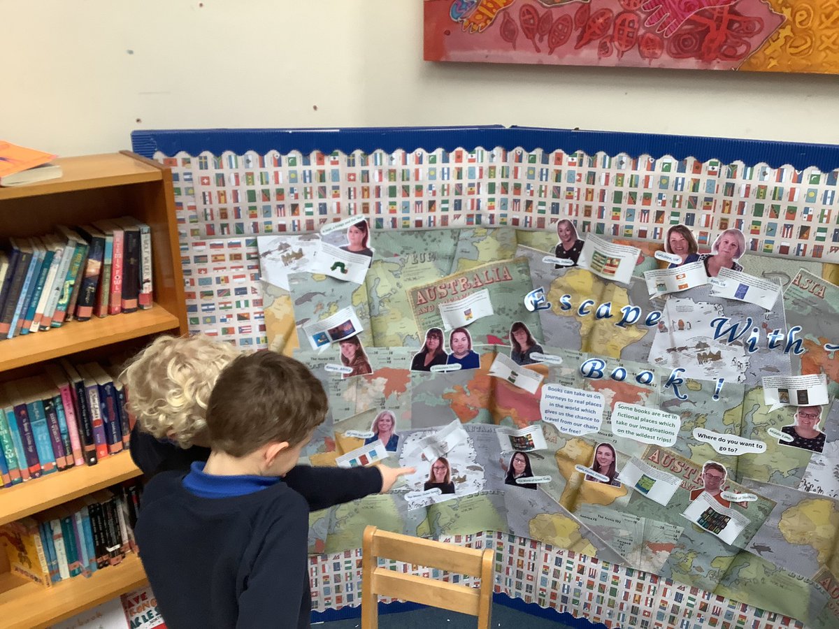 NPSMissEllis's tweet photo. Checking out Mrs Hadleyโs epic book-map display! It was great to see where in the world our favourite stories are set #NPSGeography #NPSEnglish @helmarhad https://t.co/PtKX09YtDo