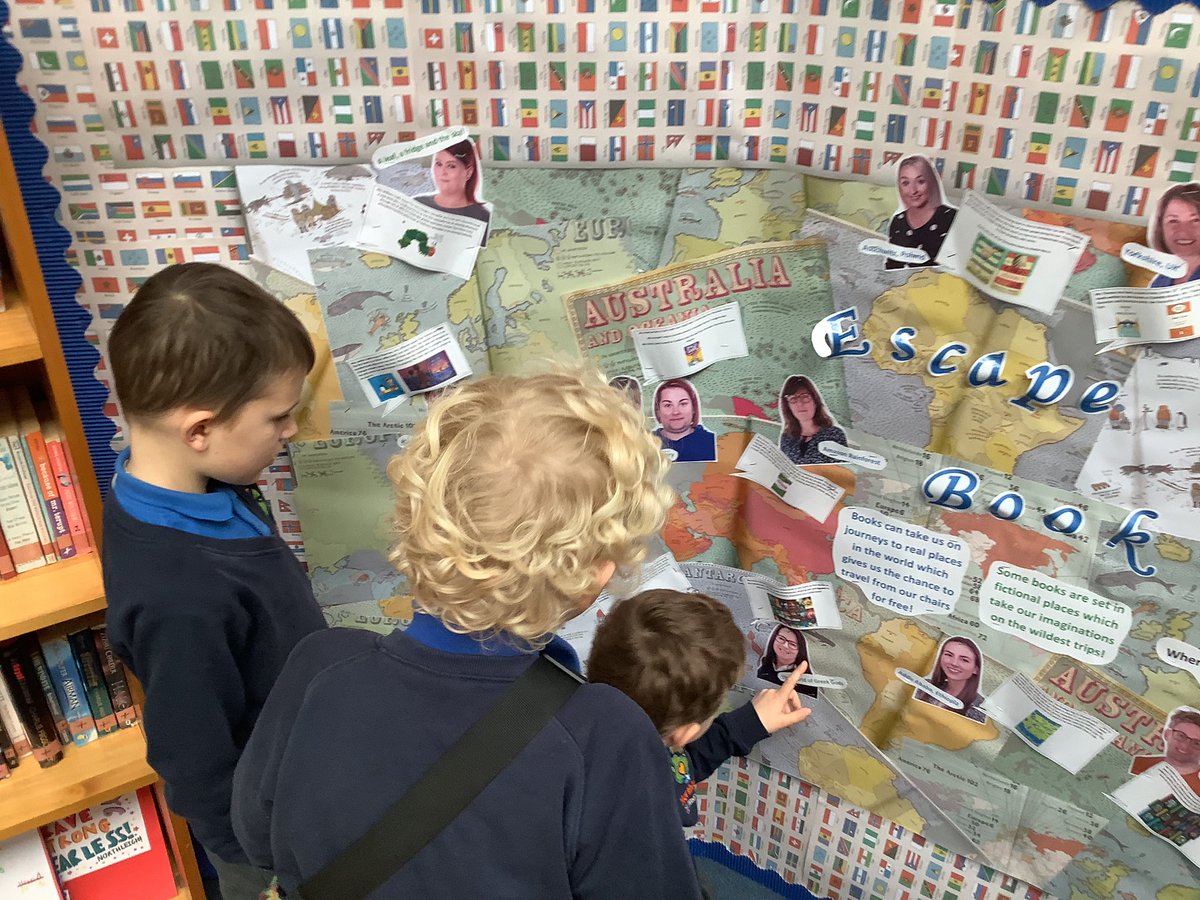 NPSMissEllis's tweet photo. Checking out Mrs Hadleyโs epic book-map display! It was great to see where in the world our favourite stories are set #NPSGeography #NPSEnglish @helmarhad https://t.co/PtKX09YtDo