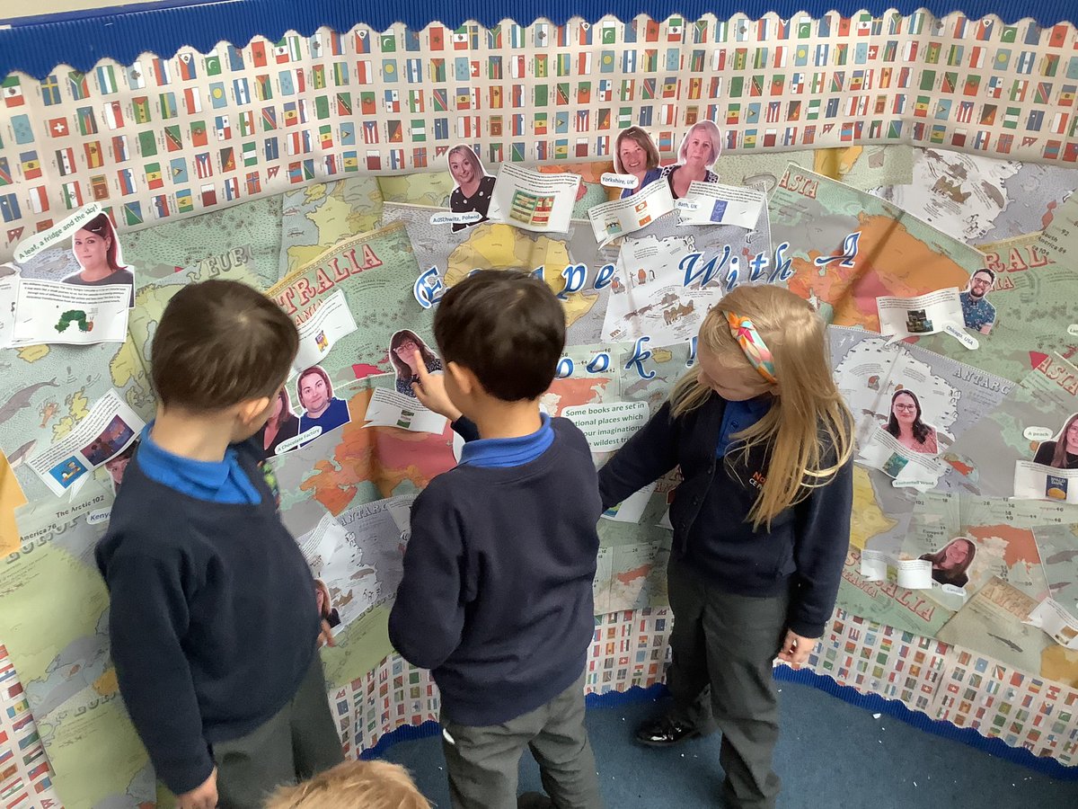 NPSMissEllis's tweet photo. Checking out Mrs Hadleyโs epic book-map display! It was great to see where in the world our favourite stories are set #NPSGeography #NPSEnglish @helmarhad https://t.co/PtKX09YtDo
