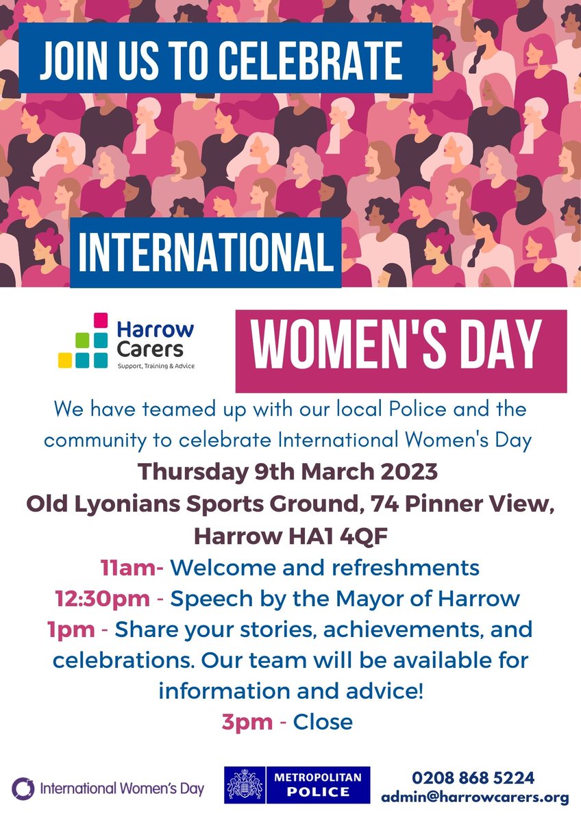 Please join us to celebrate International Women's Day with the amazing @HarrowCarers