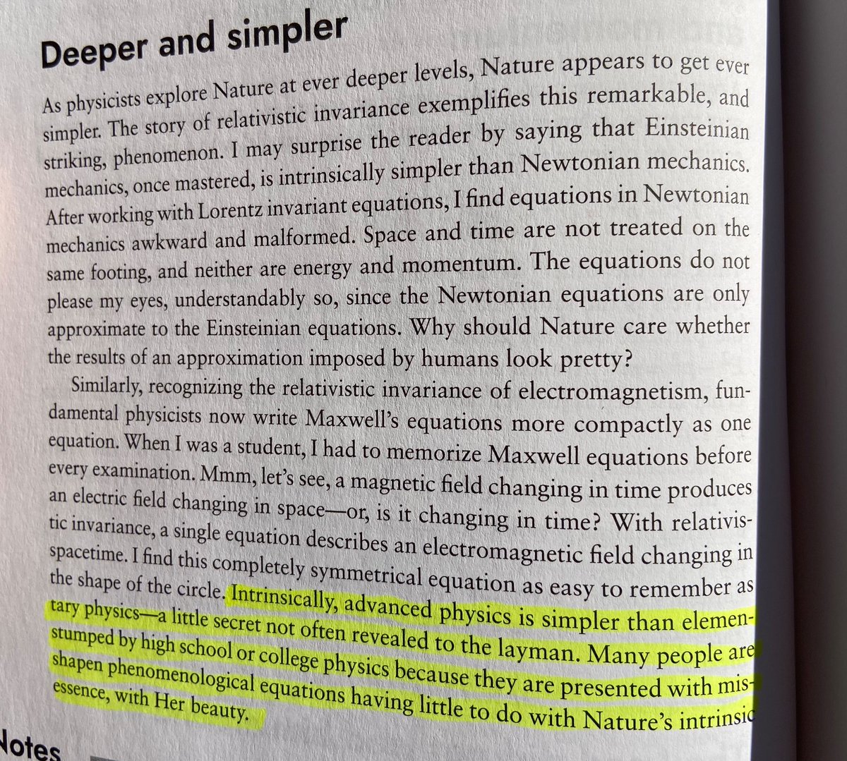 curiouswavefn's tweet photo. Zee: “Intrinsically, advanced physics is simpler than elementary physics.” https://t.co/koBoTrVTLT