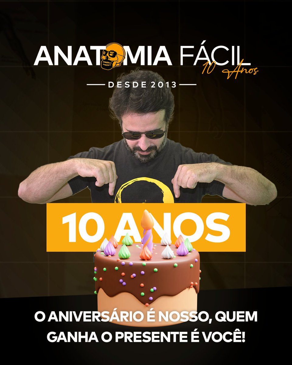 Anatomia Fácil 10 anos - evento online, gratuito e diretamente do Lab de Anatomia. Clica no link e vem pra festa: bit.ly/3mb93li