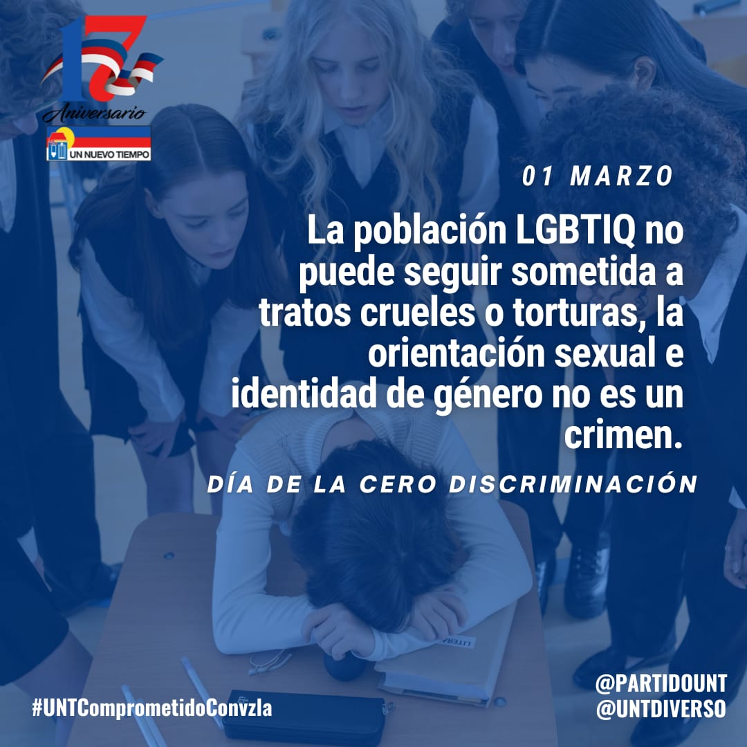 Este #01Marzo Día de la #CeroDiscriminacion, recordemos que la penalización genera discriminación y desigualdades estructurales. Le roba a la gente la perspectiva de una vida sana y satisfactoria. Y frena el fin del SIDA.  #UNTComprometidoConVzla