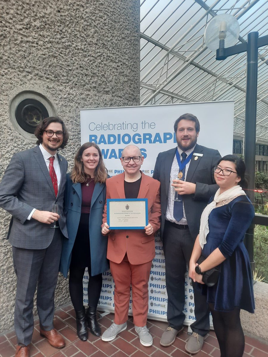 SoRStudents's tweet photo. Congratulations to our forums very own @ben_imaging. Student Radiographer of the Year! 

Great to see and love the support from fellow members @gibsonc85 @SallyMieu and Tara, alongside @BigRadTom 👏🏻❤️👌🏻

@SoRStudentReps https://t.co/FW1yNtX6SN