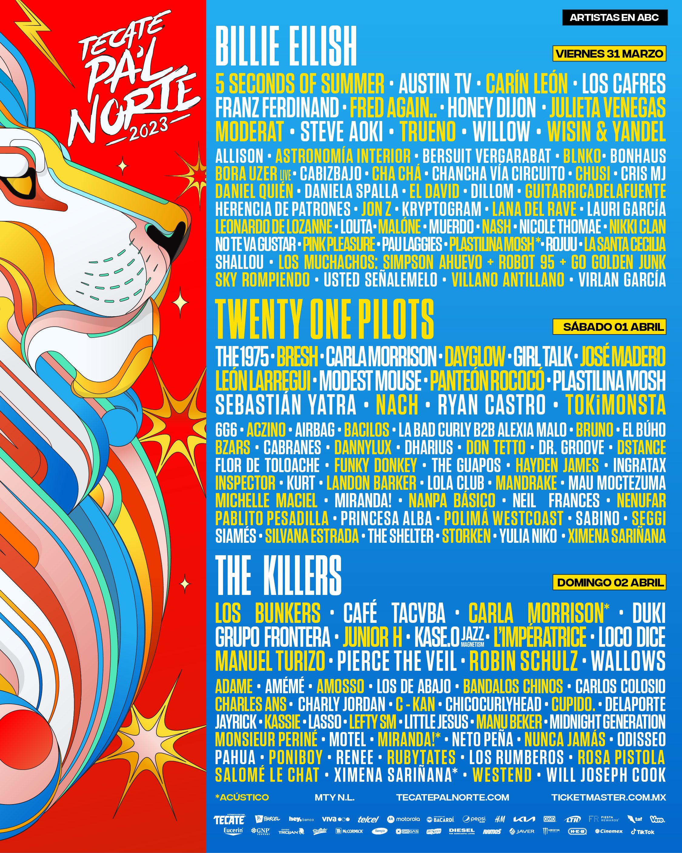 Lineup de Pa'l Norte 2023