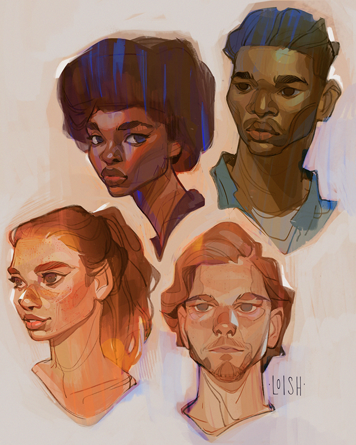 dark skin brown hair multiple girls multiple boys short hair portrait dark-skinned male  illustration images