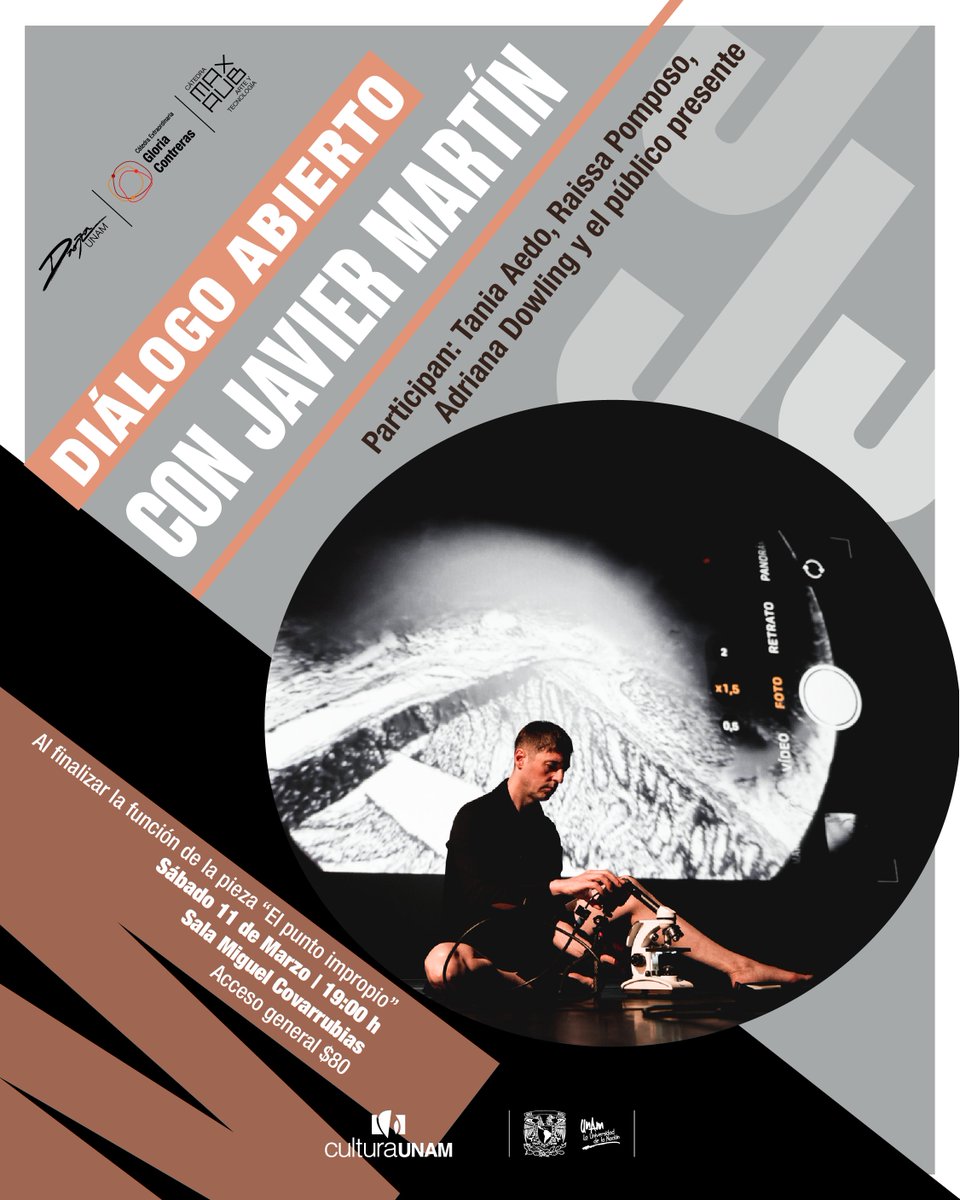 Diálogo Abierto con el coreógrafo español Javier Martín, al finalizar la función de su pieza “El punto impropio”
📆 Función del sábado 11 de marzo | 19 h 
📍Sala Miguel Covarrubias
🔗 Información y boletos: danza.unam.mx/puntoimp
Una colaboración con <a href="/DanzaUNAM/">Danza UNAM</a> y <a href="/CatedraMaxAub/">Cátedra Max Aub: Textualidades e Interdisciplina</a>