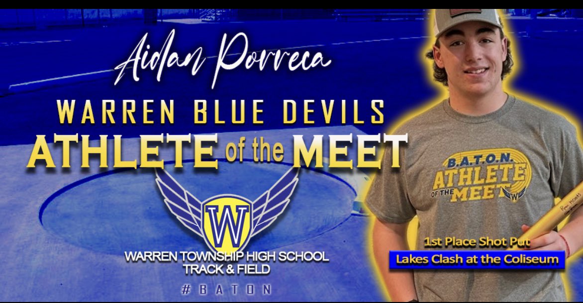 Congratulations to Aidan Porreca for being the BATON Athlete of the Meet @ the D117 Clash at the Coliseum. Almost a 5 foot PR in the shot and won the event. 💥🏆🥇#BATON 👏👏👏