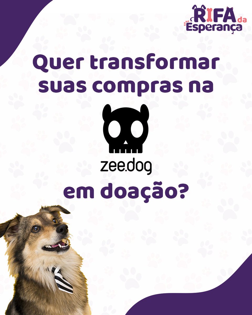 Sabia que pode ganhar desconto na <a href="/zee_dog/">Zee.Dog</a> e ainda nos ajudar?

📌Acesse zeedog.refr.cc/rifadaesperanca

📌 Escolha os produtos para o seu pet!

📌 Faça a compra e pronto! Recebemos uma porcentagem!

#rifadaesperança #solidariedade #pet #animais #cuidadoanimal #doação #gratidao #zeedog