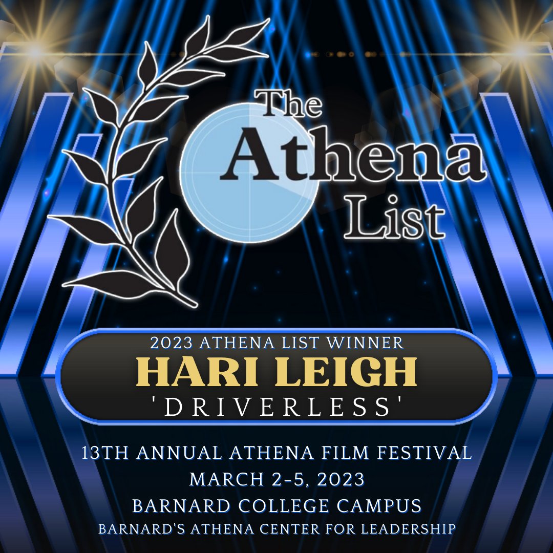 BIG CONGRATS to our very own Hari Leigh (@HariLeigh) for her amazing accolades in this year's #AthenaFilmFestival! 

Her winning project '#Driverless' joins other high-profile titles such as Ruth Bader Ginsburg's biopic among others on #TheAthenaList!

🎟️aff23.eventive.org/welcome