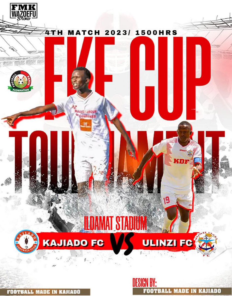 Game of the week. Kajiado FC vs Ulinzi FC. Come support our boys as we hope to cause an upset to a team with a wealth of experience and discipline. This promises to be a tantalizing FKF cup encounter.
#TrustTheProcess 
#weareKajiado