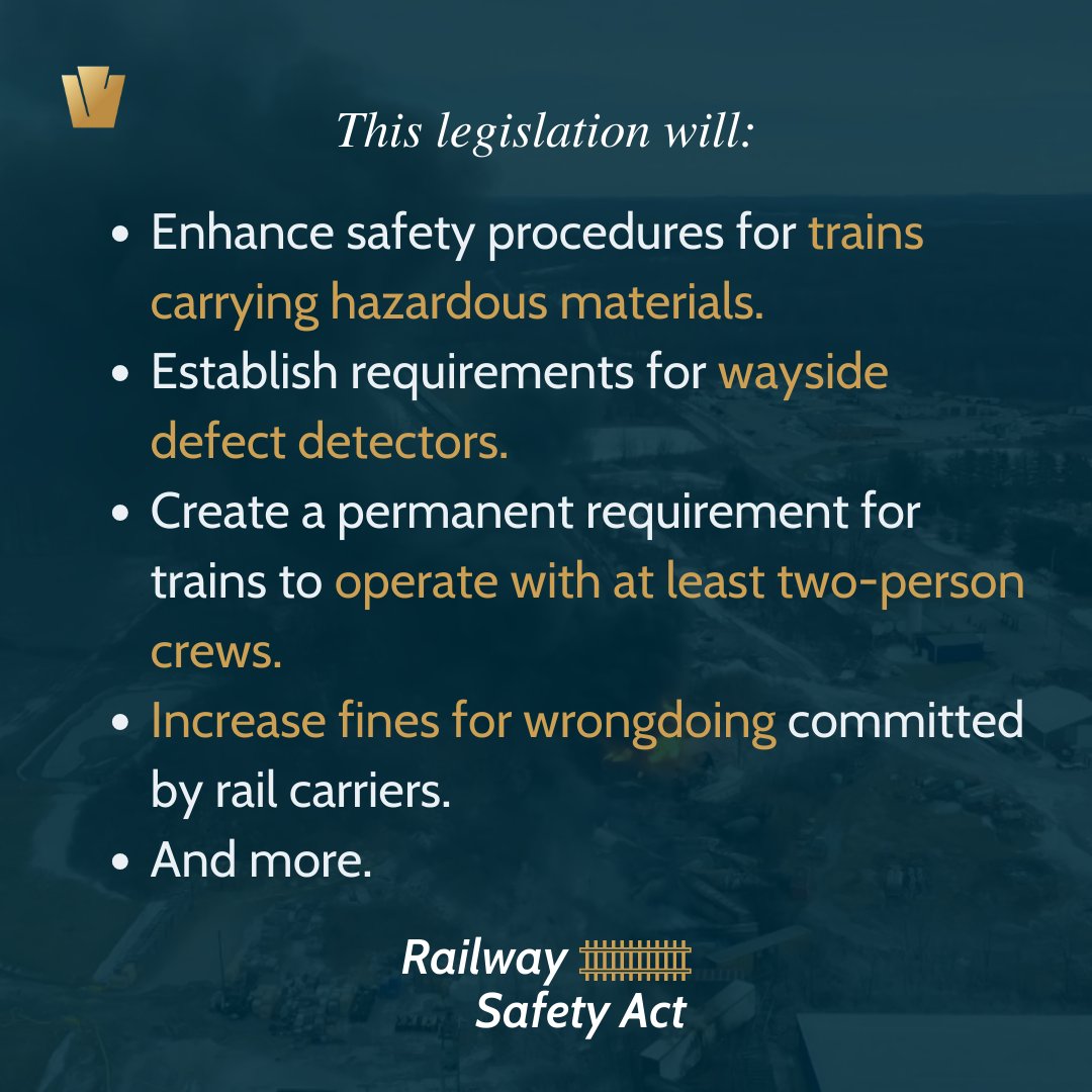 Our legislation enhances existing & establishes new rail safety