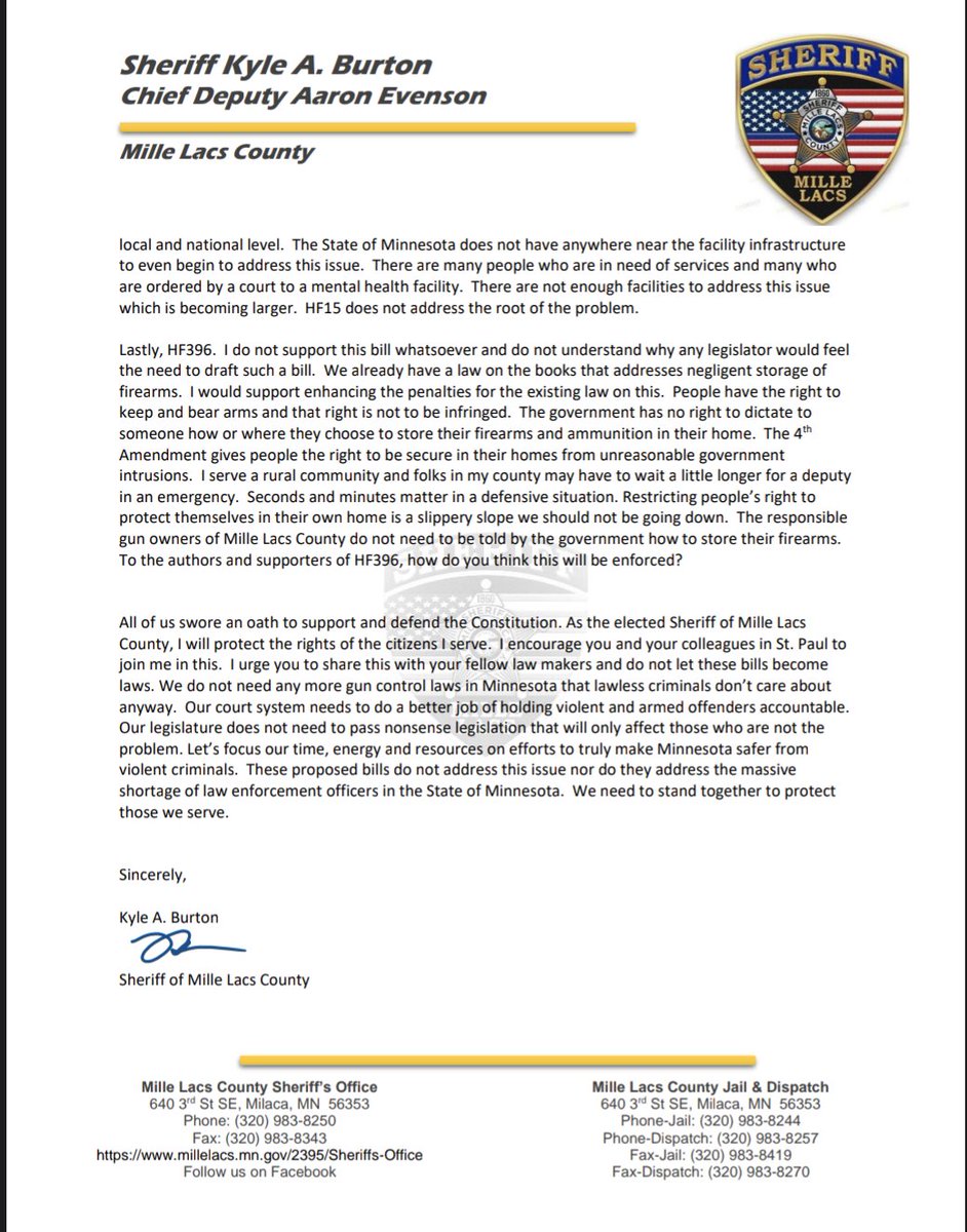 ImSchultz's tweet photo. Thanks to Mille Lacs County Sheriff Kyle Burton for adding his voice in opposition to radical gun control! @mnguncaucus #mnleg https://t.co/sB7y8NqGqy