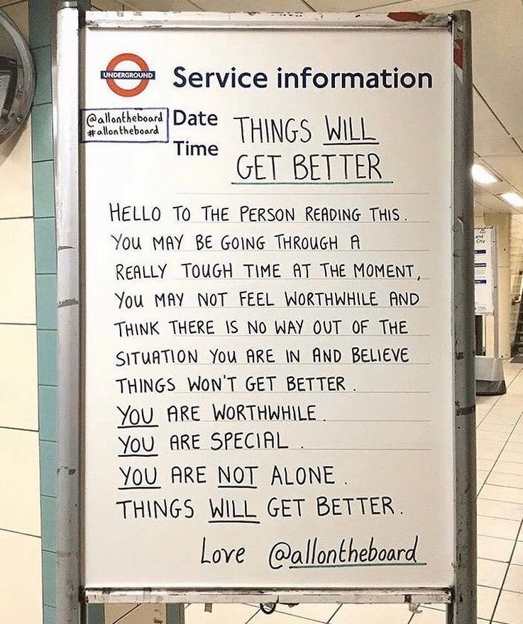 allontheboard's tweet image. You are worthwhile.
You are special.
You are not alone.
Things will get better.