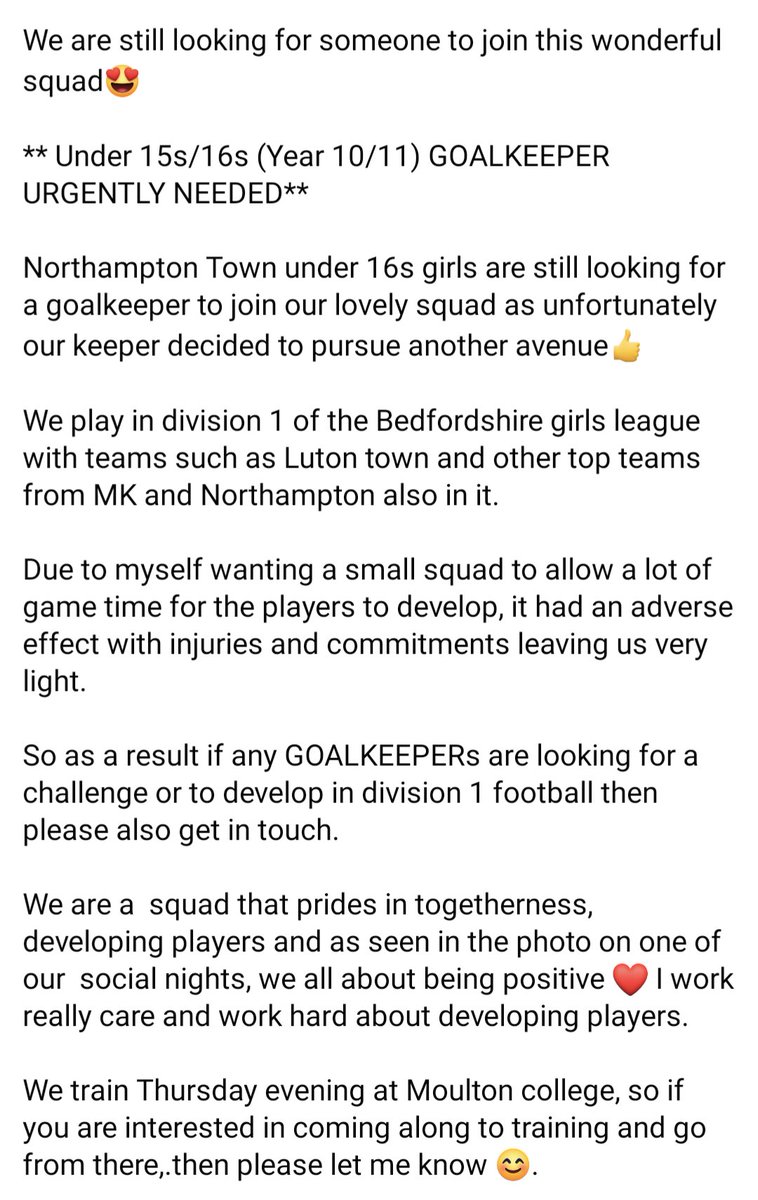 If anyone could like or retweet that be a massive help ❤️ hopefully we can find a goalkeeper to join this squad full of wonderful characters 😎