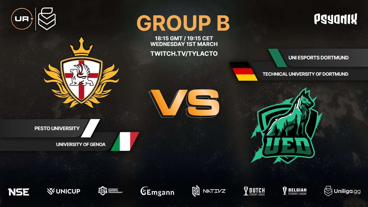 Both <a href="/UEDortmund/">Uni eSports Dortmund</a> and Genoa still have to figure out where this season's road will lead, but against a direct competitor they have a great chance to make an important step!

🎙️ <a href="/Tylacto/">Tylacto</a> &amp; <a href="/MachtFisch/">Georg 'MachtFISCH' L.</a>  
ℹ️ liquipedia.net/rocketleague/U…
📺 twitch.tv/tylacto