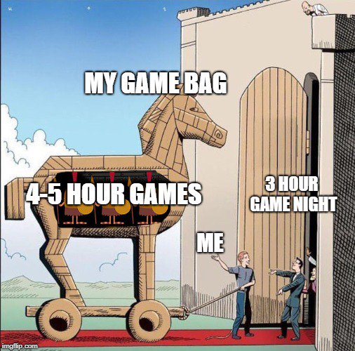 What's the one game you always bring to game night in the hopes that someone FINALLY wants to play it? 

#GenCon #boardgames #cardgames #GenCon2023 #boardgamememe #boardgamenight #BGN