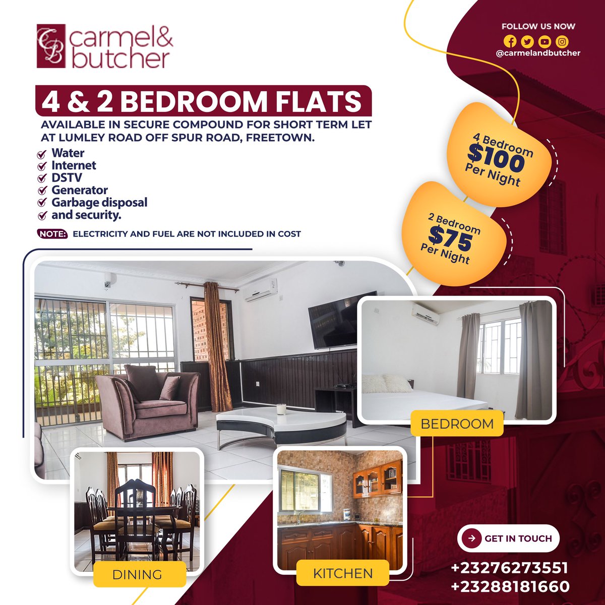 #shortletapartments #freetown #sierraleone 
#fullyfurnishedapartments 

Let us serve you 
Info@carmelandbutcher.com
WhatsApp +232 76273551/+232 88181660
#carmelandbutcher #services #customerservice