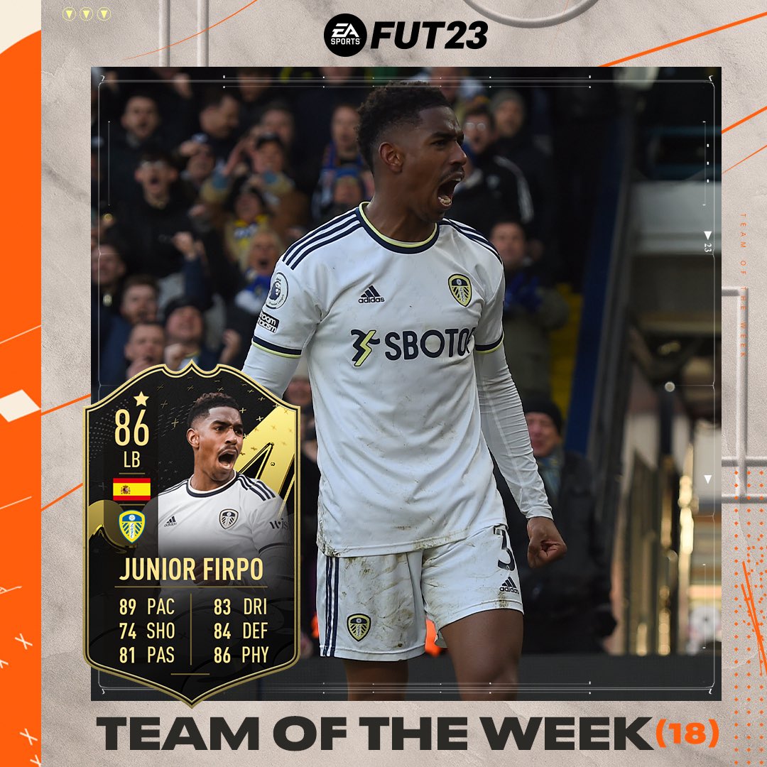 👑 <a href="/JuniorFirpo03/">Junior Firpo</a> has been included 
in @EASPORTSFIFA’s #TOTW!