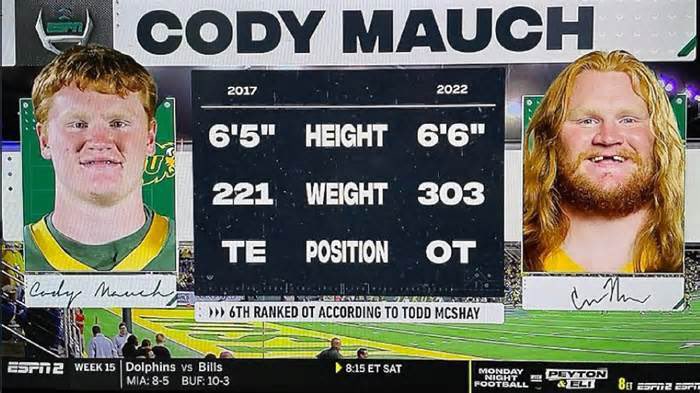 Development in the dictionary = <a href="/CodyTud/">Cody Mauch</a>. Some of the most athletic/violent/versatile football highlights you’ll see today. TE &gt; OL - and still had some of the most natural hands on the team. #STH